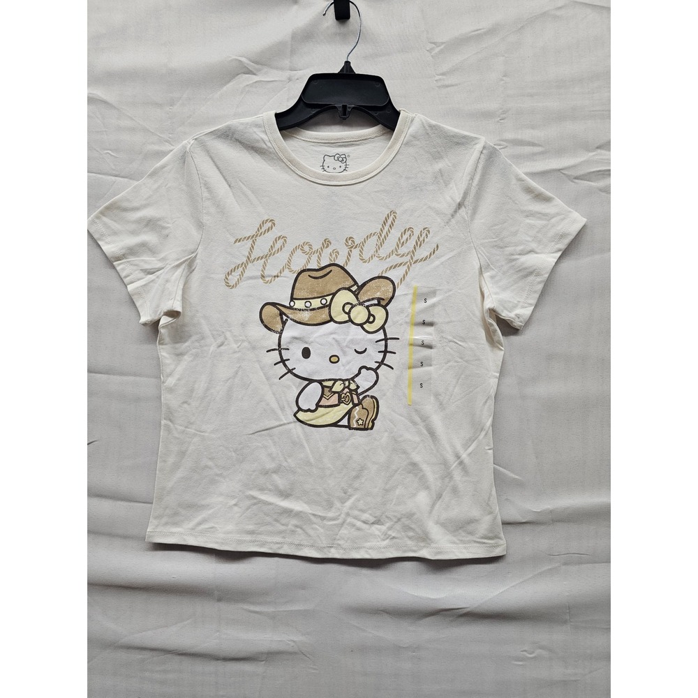 Hello Kitty Cowgirl Howdy Graphic T-Shirt‎ Cream Sanrio Small T004044002 NEW